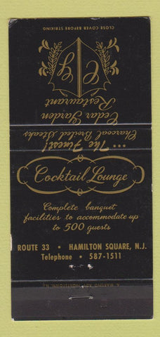 Matchbook Cover - Cedar Garden Restaurant Hamilton Square NJ 30 Strike
