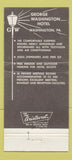 Matchbook Cover - George Washington Hotel Washington PA 30 Strike