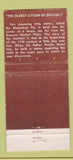 Matchbook Cover - Brussels Restaurant New York City WEAR 30 Strike