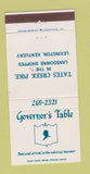 Matchbook Cover - Governor's Table Lexington KY 30 Strike