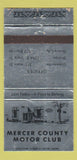 Matchbook Cover - Mercer Country Motor Club PA WEAR 30 Strike