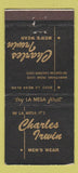Matchbook Cover - Charles Irwin Men's Clothes La Mesa CA 30 Strike