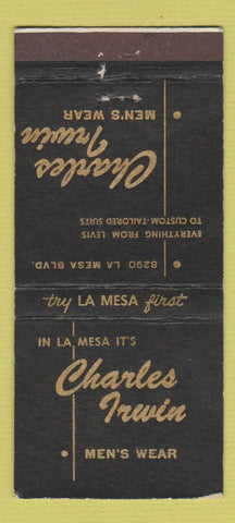 Matchbook Cover - Charles Irwin Men's Clothes La Mesa CA 30 Strike
