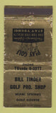 Matchbook Cover - Bill Tinder Golf Pro Shop Miami Springs WORN 30 Strike