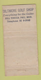 Matchbook Cover - Bill Tinder Golf Pro Shop Miami Springs WORN 30 Strike