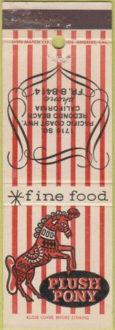 Matchbook Cover - Plush Pony Redondo Beach CA