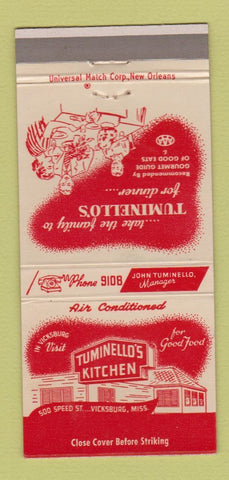 Matchbook Cover - Tuminello's Kitchen Vicksburg MS 30 Strike
