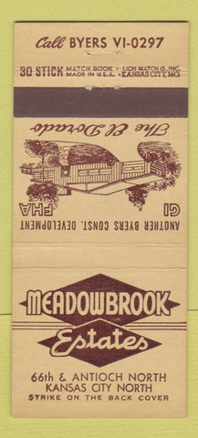 Matchbook Cover - Meadowbrook Estates Kansas City MO 30 Stick
