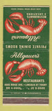 Matchbook Cover - Allgauer's Restaurant Chicago IL WEAR 30 Strike
