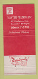 Matchbook Cover - Master Platers Detroit MI 30 Strike