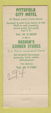 Matchbook Cover - Pittsfield City Motel MA 30 Strike