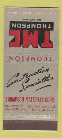 Matchbook Cover - TMC Thompson Materials Belleville NJ 30 Strike