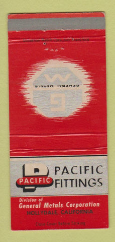 Matchbook Cover - Pacific Fittings Hollydale CA 30 Strike