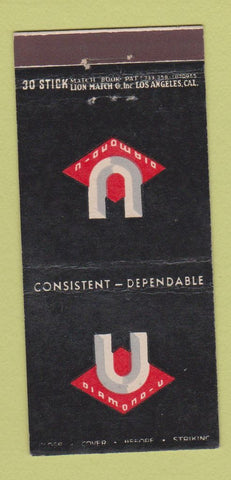 Matchbook Cover - Diamond U Products Southgate CA 30 Stick