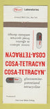 Matchbook Cover - Cosa Tetracyn Drugs Glucosamine Pfizer 30 Strike