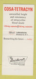 Matchbook Cover - Cosa Tetracyn Drugs Glucosamine Pfizer 30 Strike