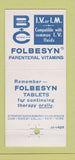 Matchbook Cover - Folbesyn Drug Vitamis Lederle 21 Strike Feature