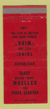 Matchbook Cover - Milton Mueller State Senate Election 30 Strike