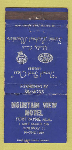 Matchbook Cover - Mountain View Motel Fort Payne AL WORN 30 Strike