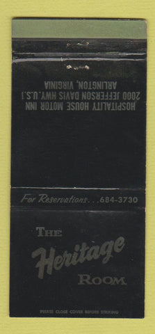 Matchbook Cover - Hospitality House Motor Inn Arlington VA WORN 30 Strike