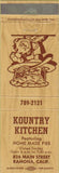 Matchbook Cover - Kountry Kitchen Ramona CA