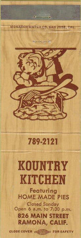 Matchbook Cover - Kountry Kitchen Ramona CA