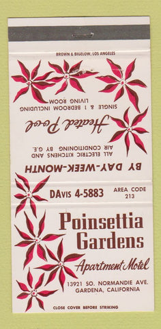 Matchbook Cover - Poinsettia Gardens Gardena CA motel 30 Strike
