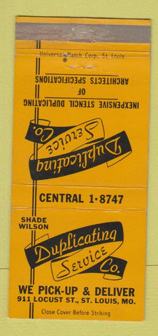 Matchbook Cover - Duplicating Service St Louis MO 30 Strike