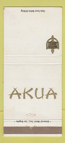 Matchbook Cover - Akua Master Hosts Motor Hotel Anaheim CA 30 Strike