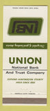 Matchbook Cover - Union National Bank and Trust Huntingdon County PA 30 Strike