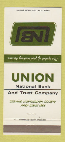 Matchbook Cover - Union National Bank and Trust Huntingdon County PA 30 Strike