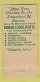 Matchbook Cover - Indian Lodge Motel Joseph OR WORN 30 Strike