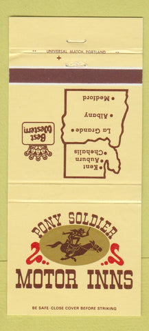 Matchbook Cover - Pony Solider Motor Inns Best Western OR WA 30 Strike