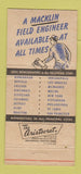 Matchbook Cover - Macklin Grinding Wheel Augusta GA 30 Strike