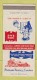 Matchbook Cover - Putnam Pantry Candy Danvers MA 30 Strike