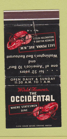 Matchbook Cover - Occidental Restaurant Washington DC WEAR 30 Strike