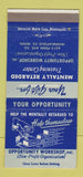 Matchbook Cover - Mentally Retarded Training Center Minneapolis MN 30 Strike