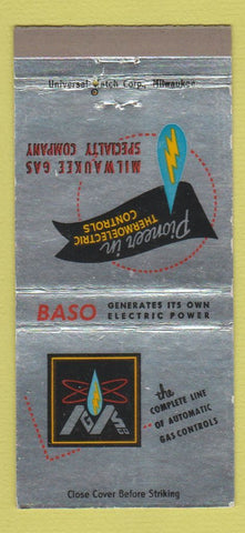 Matchbook Cover - Baso Electric Power Milwaukee Gas WI 30 Strike