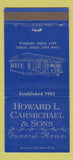 Matchbook Cover - Howard Carmichael Sons Funeral Home East Point GA 30 Strike