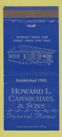 Matchbook Cover - Howard Carmichael Sons Funeral Home East Point GA 30 Strike