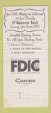Matchbook Cover - 1st National Bank Athens TX 30 Strike