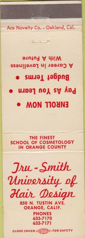 Matchbook Cover - Tru Smith University of Hair Design Orange CA WEAR
