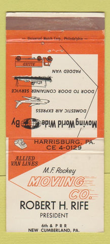 Matchbook Cover - MF Rockey Moving Compoany New Cumberland PA 30 Strike