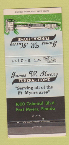 Matchbook Cover - James Harvey Funeral Home Fort Myers FL 30 Strike