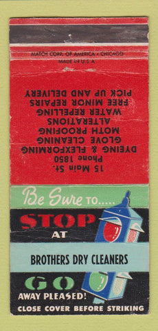 Matchbook Cover - Borthers Dry Cleaning WORN 30 Strike