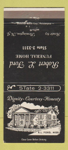 Matchbook Cover - Robert Ford Funeral Home Flemington NJ 30 Strike