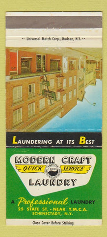 Matchbook Cover - Modern Craft Laundry Schenectady NY 30 Strike