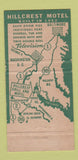 Matchbook Cover - Hillcrest Grill Motel Owens VA 30 Strike
