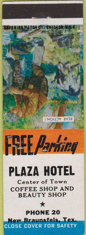 Matchbook Cover - Plaza Hotel New Braunsfels TX