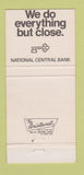 Matchbook Cover - National Central Bank 30 Strike